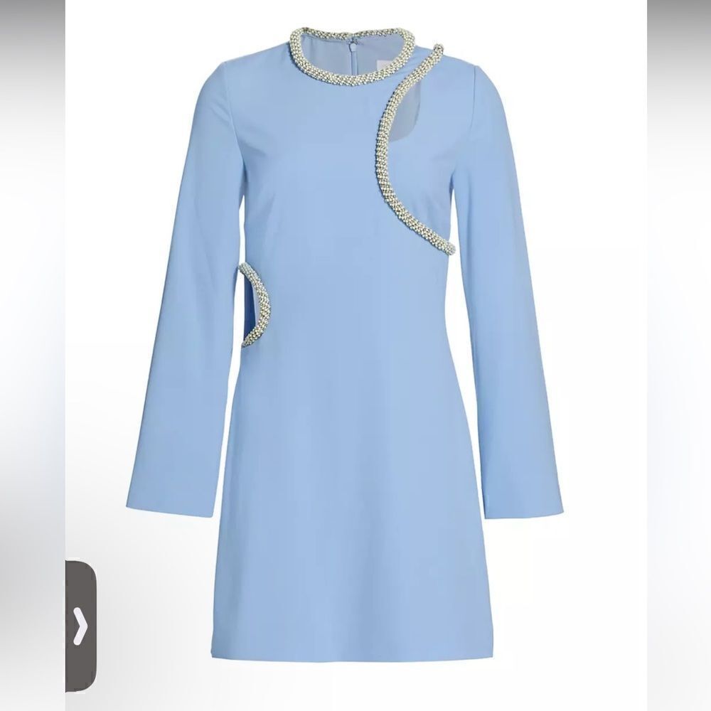 NWT SIMKHAI Katharine Embroidery Cut-out Mini Dress French Blue Size 4 - Picture 12 of 16